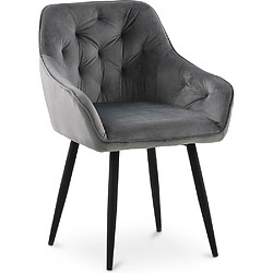 ICONIK INTERIOR Chaise à manger accent velours tapissée scandi retro design sombre - Alene Gris foncé