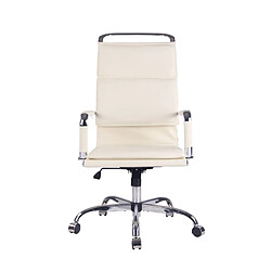 Decoshop26 Fauteuil de bureau sur roulettes accoudoirs mécanisme de bascule en PVC crème et métal chromé 10_0002375