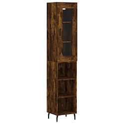 vidaXL Buffet haut Chêne fumé 34,5x34x180 cm Bois d'ingénierie