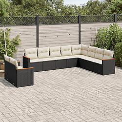 Maison Chic Salon de jardin 10 pcs avec coussins, Ensemble Tables et chaises d'extérieur noir résine tressée -GKD534294