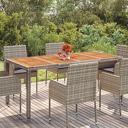 vidaXL Table de jardin dessus en bois Gris 190x90x75 cm Résine tressée 