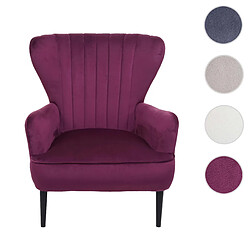 Mendler Fauteuil Lounge HWC-K37, Fauteuil Cocktail Fauteuil rembourré, velours ~ bordeaux