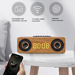 ComfortXL Enceinte bluetooth sans fil 10w avec charge sans fil, réveil en bois rétro pour téléphones mobiles et tablettes - noyer clair pas cher