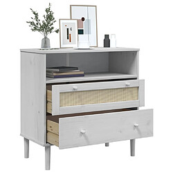 Avis vidaXL Buffet SENJA aspect rotin blanc 80x40x80 cm bois massif de pin