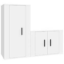 Maison Chic Ensemble de meubles TV 2 pcs pour salon - Blanc Bois d'ingénierie -MN53976