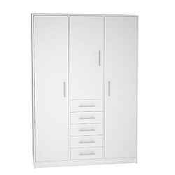 Pegane Armoire placard / meuble de rangement coloris blanc - Hauteur 200 x Longueur 130 x Profondeur 50 cm