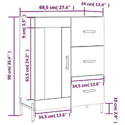 vidaXL Buffet noir 69,5x34x90 cm bois d'ingénierie pas cher