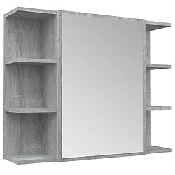 Maison Chic Armoire à miroir de salle de bain,Meuble de rangement,Meuble bas de bain Sonoma gris 80x20,5x64cm Bois -GKD262939