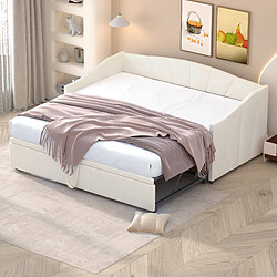 KOMHTOM Lit rembourré beige 90 / 180 * 200 cm, tissu velours pro - peau, canapé - lit extensible avec cadre à Lattes