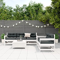 Maison Chic Salon de jardin avec coussins 6 pcs, Ensemble Tables et chaises de jardin, blanc bois de pin massif -GKD597554