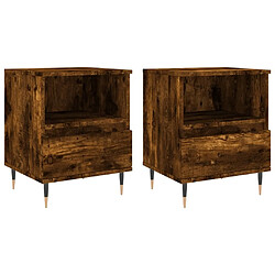 Maison Chic Lot de 2 Tables de chevet - Tables de Nuit chêne fumé 40x35x50 cm bois ingénierie