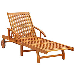 Helloshop26 Transat chaise longue bain de soleil lit de jardin terrasse meuble d'extérieur avec coussin bois d'acacia solide 02_0012362