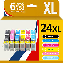 123CONSOMMABLES - 24XL - Cartouches d'encre Compatible pour Epson Expression Home XP-850 XP-750 XP-950 XP-55 XP-860 XP-760 XP-960 (1 BK / 1 C / 1 M / 1 Y / 1PC / 1PM) 