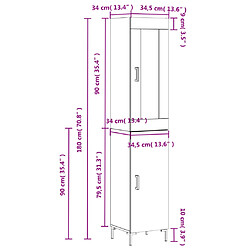 vidaXL Buffet haut Blanc 34,5x34x180 cm Bois d'ingénierie pas cher