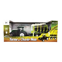 Imagin Tracteur 1:24 coque acier avec remorque forestière et 3 rondins de bois