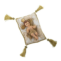 Figurine Décorative Alexandra House Living Plastique Doré Bébé Jésus 12 x 15 x 23 cm Coussin 