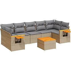 vidaXL Salon de jardin avec coussins 8 pcs beige résine tressée