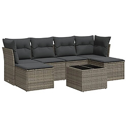 vidaXL Salon de jardin avec coussins 7 pcs gris résine tressée