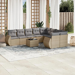 Maison Chic Salon de jardin avec coussins 10 pcs | Ensemble de Table et chaises | Mobilier d'Extérieur beige résine tressée -GKD71163