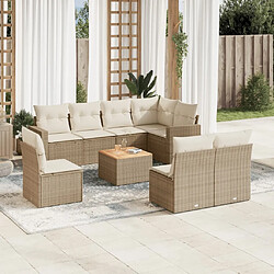 vidaXL Salon de jardin avec coussins 9 pcs beige résine tressée