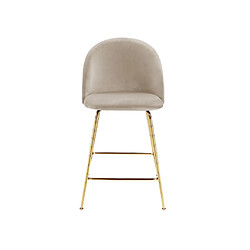 Acheter Vente-Unique Lot de 2 tabourets de bar en velours et métal doré - Beige - MELBOURNE