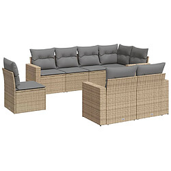 vidaXL Salon de jardin avec coussins 8 pcs beige résine tressée