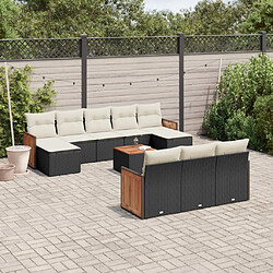 Maison Chic Salon de jardin 11 pcs avec coussins | Ensemble de Table et chaises | Mobilier d'Extérieur noir résine tressée -GKD31831