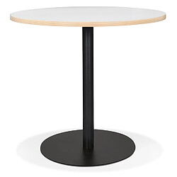 Alterego Table bistrot ronde 'YOGI' blanche avec un pied en métal noir - Ø 80 cm