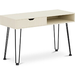 ICONIK INTERIOR Bureau en Bois avec Tiroir - Design Scandinave - Andor Bois naturel