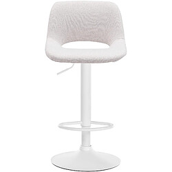 Decoshop26 Tabourets de bar chaises haute x2 avec repose-pieds en tissu crème piètement métallique blanc 10_0004099