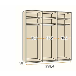 Avis Inside 75 Armoire blanche 298,4 x 60 x 240 cm structure standard 6 portes kubica