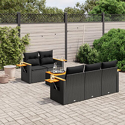 vidaXL Salon de jardin 6 pcs avec coussins noir résine tressée 