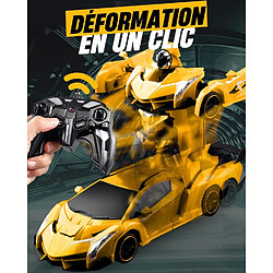 Chrono Voiture de Jouet Robot Déformée, 2 en 1 Voiture Télécommandée Transformers, Voiture Robot Jouets pour garçons de 5 à 12 Ans Déformation Télécommandée Voiture(Jaune)