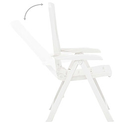 Maison Chic Lot de 2 Chaises inclinables de jardin - Fauteuil d'extérieur Plastique Blanc -MN17119 pas cher