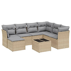 vidaXL Salon de jardin avec coussins 8pcs mélange beige résine tressée