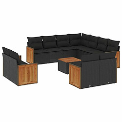 Maison Chic Salon de jardin 12 pcs avec coussins, Ensemble Tables et chaises d'extérieur noir résine tressée -GKD514659