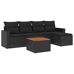 vidaXL Salon de jardin 6 pcs avec coussins noir résine tressée