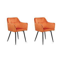 Beliani Chaise de salle à manger JASMIN Set de 2 Velours Orange