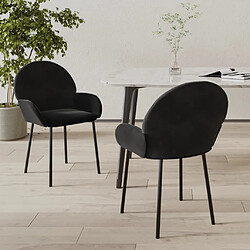 vidaXL Chaises à manger lot de 2 Noir Velours 