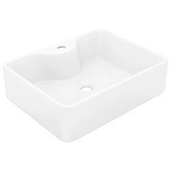 vidaXL Vasque carré à trou pour robinet céramique blanc pour salle de bain