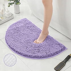 LUUCOZK Tapis de bain antidérapants absorbants à séchage rapide, tapis de décoration de salle de bain, fond TPR lavande-Demi-cercle 40X60CM