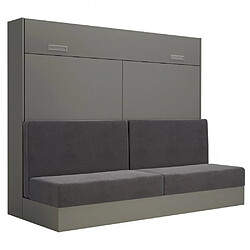 Inside 75 Armoire lit escamotable VERTIGO SOFA gris canapé gris couchage 160*200 cm 