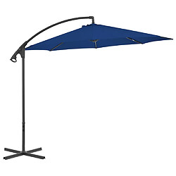 vidaXL Parasol de jardin en porte-à-faux avec mât en acier bleu azuré