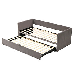 Avis KILISKY Lit capitonné - canapé-lit extensible 90/180*200 cm - avec sommier à lattes - multifonctionnel - velours - gris