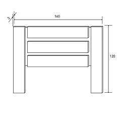 Pegane Tête de lit avec pieds coloris chêne cambrian/graphite - Longueur 160 x profondeur 3 x hauteur 120 cm