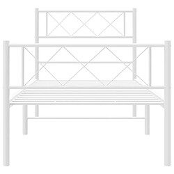 Acheter Maison Chic Lit adulte - Lit simple Cadre de lit métal avec tête de lit/pied de lit,Structure du lit Contemporain pour chambre blanc 100x190cm -MN49963