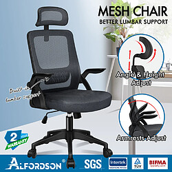 ALFORDSON Chaise de Bureau en Maille Siège Inclinable Ordinateur de Jeu Gris Foncé