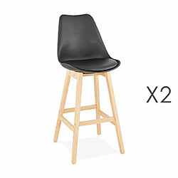 Mes Lot de 2 chaises de bar design 48x112x56 cm noir - ELO 