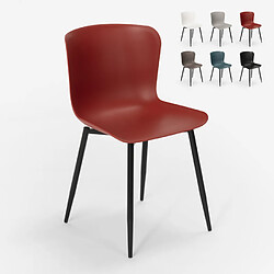 Ahd Amazing Home Design Chaise design moderne en polypropylène et métal pour cuisine bar restaurant Chloe, Couleur: Rouge