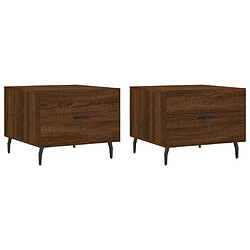 vidaXL Tables basses 2 pcs chêne marron 50x50x40 cm bois d'ingénierie